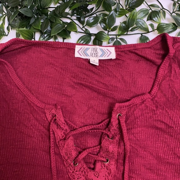 Red boho front tie shirt - Picture 2 of 3